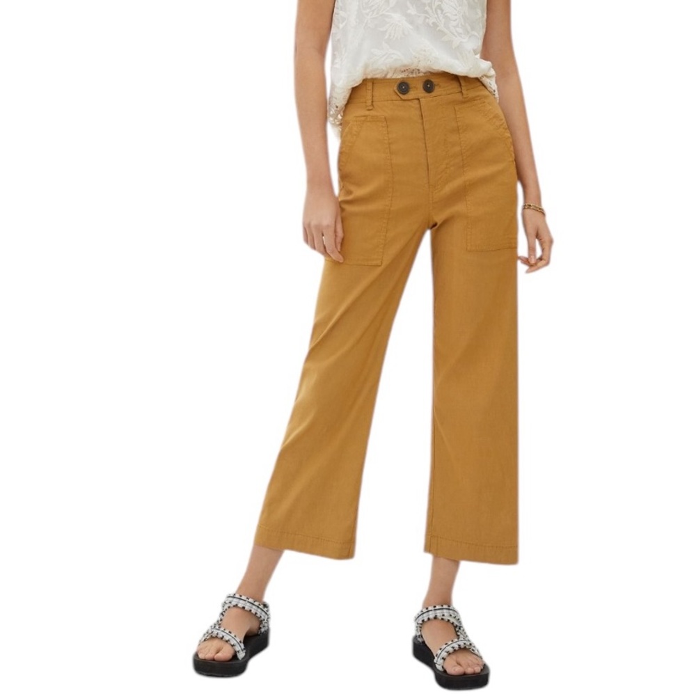 Maeve by Anthropologie Colette Wide leg pants in wheat 28 - not cropped